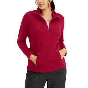 Karen Scott Sport Women's Large Red Quarter Zip Pullover Knit Sweater NWT